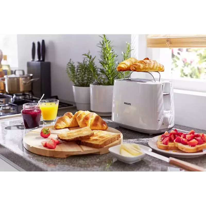 Tosteris Philips Daily Collection HD2581/00 — 2 šķēlēm, 830 W, 8 apbrūnināšanas līmeņi, balts