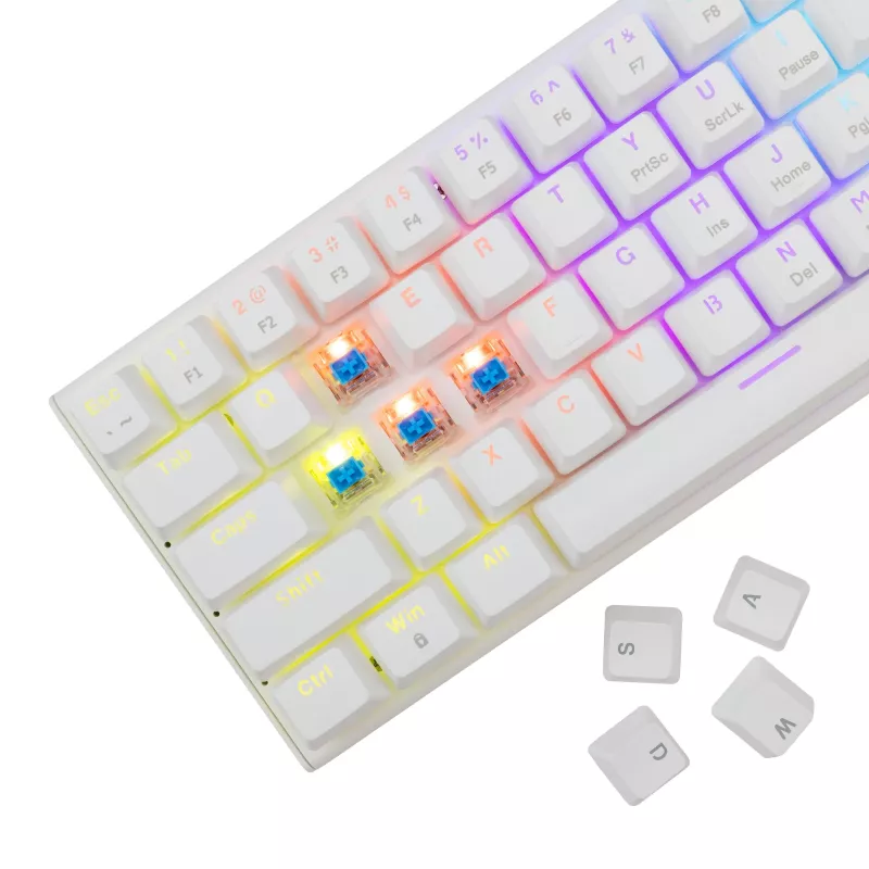 Mehāniskā spēļu tastatūra White Shark Wakizashi WAKIZASHI-2-US-W-BLUE — ASV izkārtojums, zilie slēdži