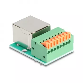 DeLOCK 90652 kabeļa adapteris RJ45 8 kontaktu spaiļu bloks Zaļš Sudrabains