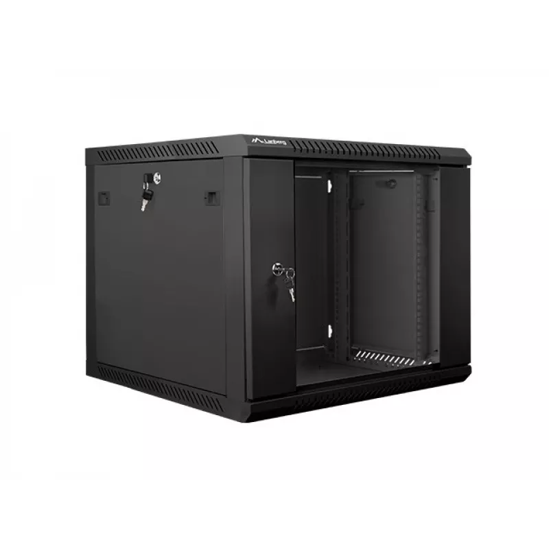 Sienas skapis LANBERG 9U 19 collu WF01-6609-10B, 600×600×507 mm, 60 kg, IP20, melns
