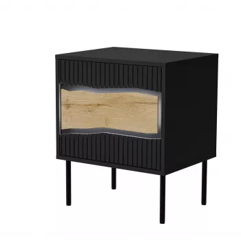 Cama INSERTO Naktsskapītis, 2 gab., 50x40x61.5 cm, melns + LED