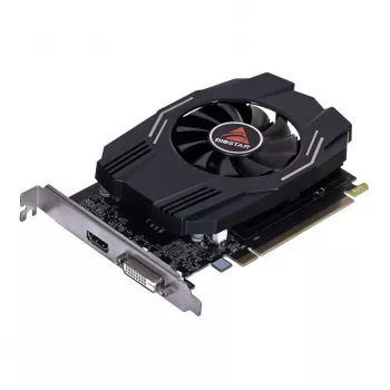 Grafikas karte BIOSTAR GeForce GT 1030 — 4 GB GDDR4, 64 bitu, PCIe x16 4.0, aktīvā dzesēšana, DVI-D + HDMI