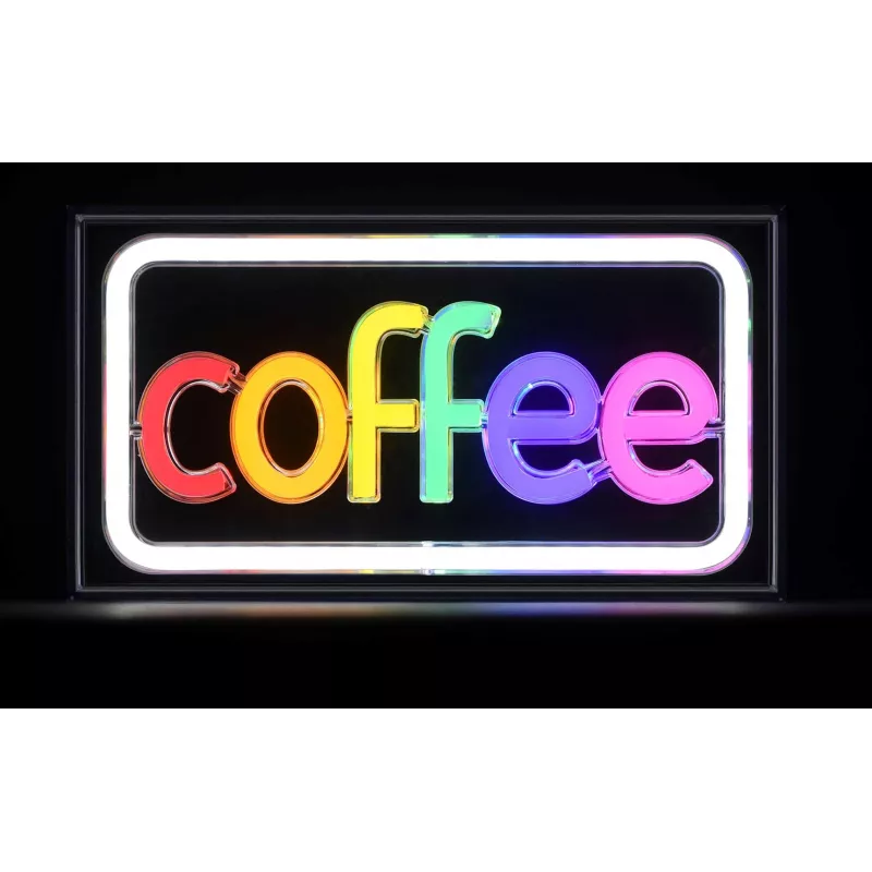 Neona LED zīme ActiveJet AJE-NEON COFFEE, daudzkrāsu, USB 5V, virsmas montāža, AS plastmasas rāmis