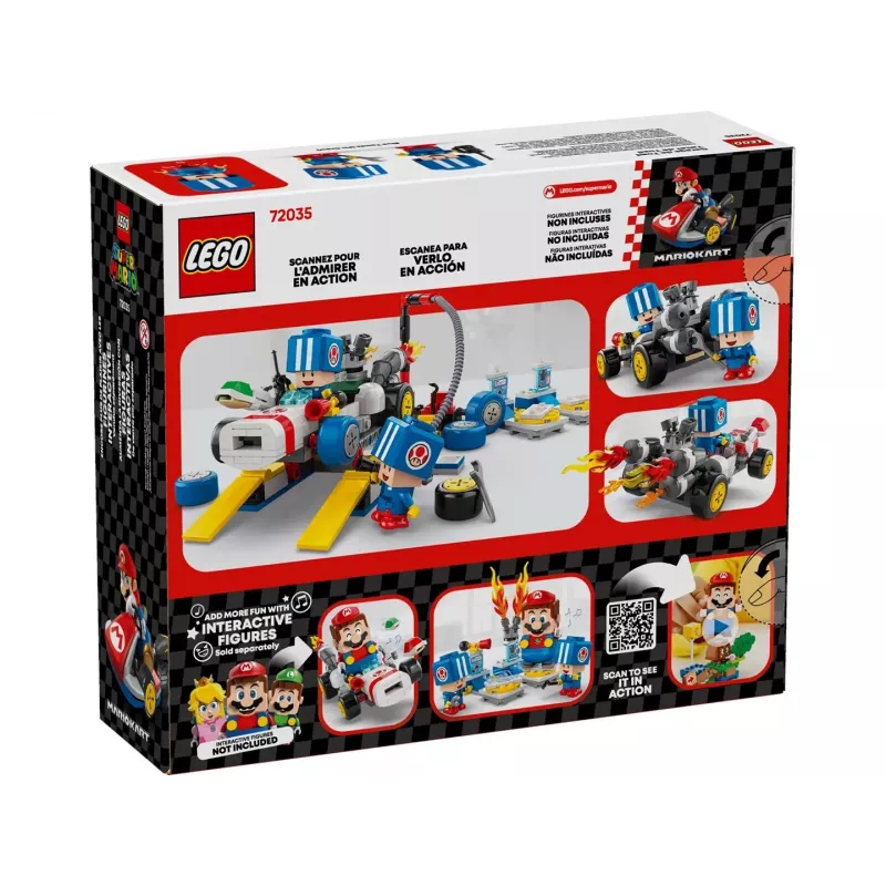 Konstruktora rotaļlieta LEGO komplekts 72035 Super Mario Mario Kart Toad's darbnīca, interaktīvi līmenīši un figūras