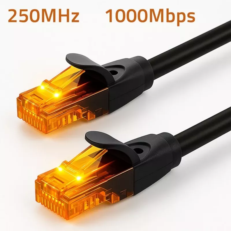 Ethernet komutācijas kabelis QOLTEC UTP Cat6 15 m, 2×RJ45, melns