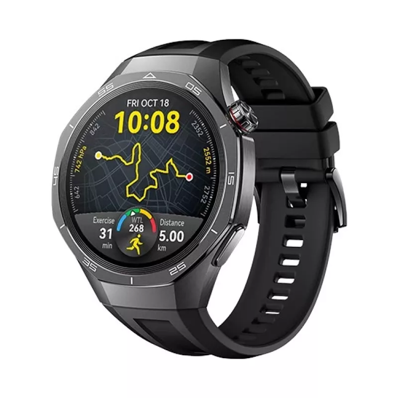 Viedpulkstenis HUAWEI WATCH GT5 Pro 46mm — 1,43 collu AMOLED, GPS, 524 mAh, titāna korpuss, melna siksniņa