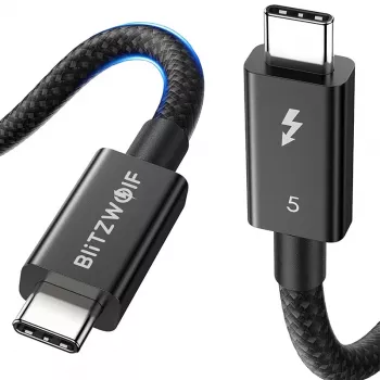 USB-C kabelis BlitzWolf BW-HDC8 240W 0.5 m — melns, lieljaudas USB-C uz USB-C uzlādes/datu kabelis