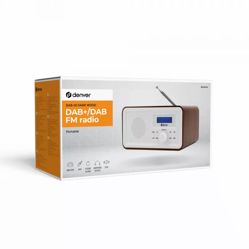 Radio DENVER DAB-30DW DAB/FM galda radio ar tumša koka apdari