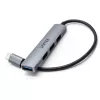 USB-C centrmezgls Unitek H1208B — 1x USB-A 5 Gbps, 3x USB-A 2.0, USB-C saimniekdators, alumīnija korpuss, 0,20 m kabelis