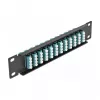 Optiskās šķiedras komutācijas panelis DeLOCK 10 collu 12 portu LC Quad Aqua 1U Melns