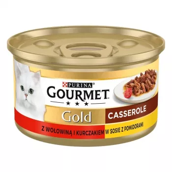 Mitrā kaķu barība Gourmet (Purina) Gold 85 g — pieauguši kaķi, liellopa un vistas gaļa