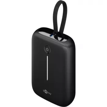Pārnēsājams ārējais akumulators Goobay 10 000 mAh ar iebūvētu USB-C kabeli — 20 W kompakts ceļojumiem (76251)