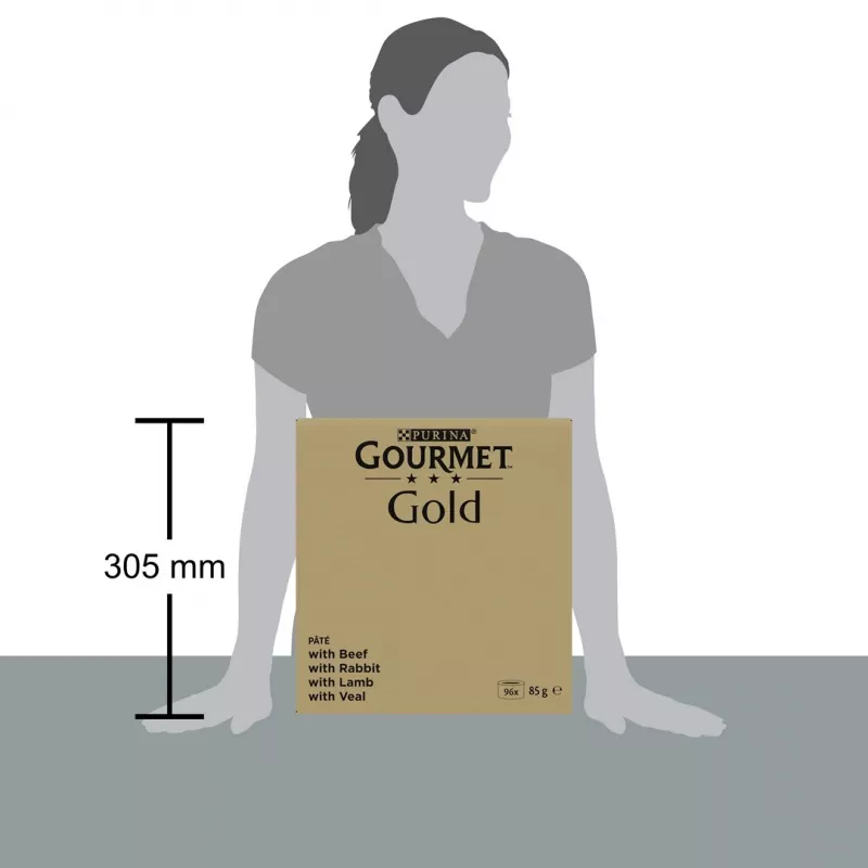 Mitrā kaķu barība Purina Nestlé GOURMET Gold Mus Mix — 96 x 85 g, 4 garšas, pieauguši kaķi, 77,5% mitrums