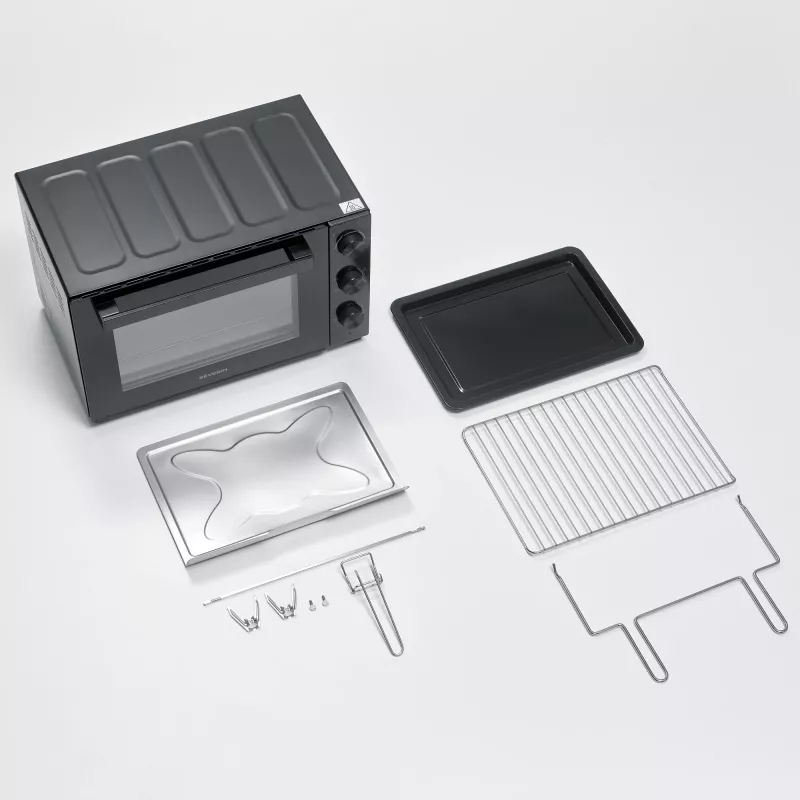 Galda elektriskā cepeškrāsns SEVERIN TO 2076 — 46 L, 1800 W, brīvi stāvoša, melna, 515×420×365 mm