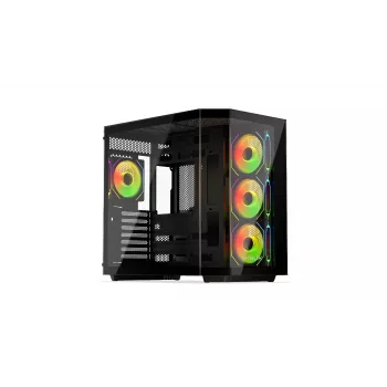 Datora torņa korpuss KRUX Empero KRXD010, ATX, melns — atbalsta GPU līdz 420 mm, CPU dzesētājus līdz 155 mm, 2x 3,5 collu + 3x 2,5 collu nodalījumi