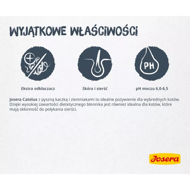 Sausā kaķu barība JOSERA Catelux pieaugušiem kaķiem pīle mājputni 2 kg — sausā barība, 32% proteīna, 20% tauku