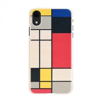 Viedtālruņa vāciņš man and wood iPhone XR — koka aizmugure, balts rāmis