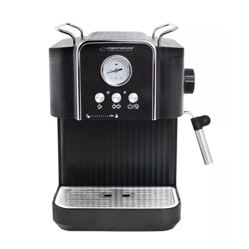 Espresso kafijas automāts ESPERANZA EKC010 — 1,8 L ūdens tvertne, 850 W, 20 bāri, iebūvēts piena putotājs
