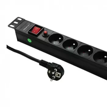 Qoltec 53996 Strāvas sadalītājs RACK 19 | 1U | 16A | PDU | 8xFRENCH | 2m