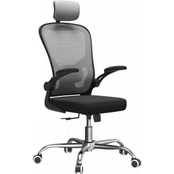 Biroja krēsls top e shop DORY SZARY — polsterēts sēdeklis, sieta atzveltne, 650×620 mm, augstums līdz 122 cm