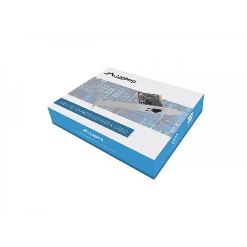Iekšējā Ethernet tīkla karte LANBERG PCE-1GB-201, PCI Express, 1× RJ-45 Gigabit (1000 Mbit/s), melna