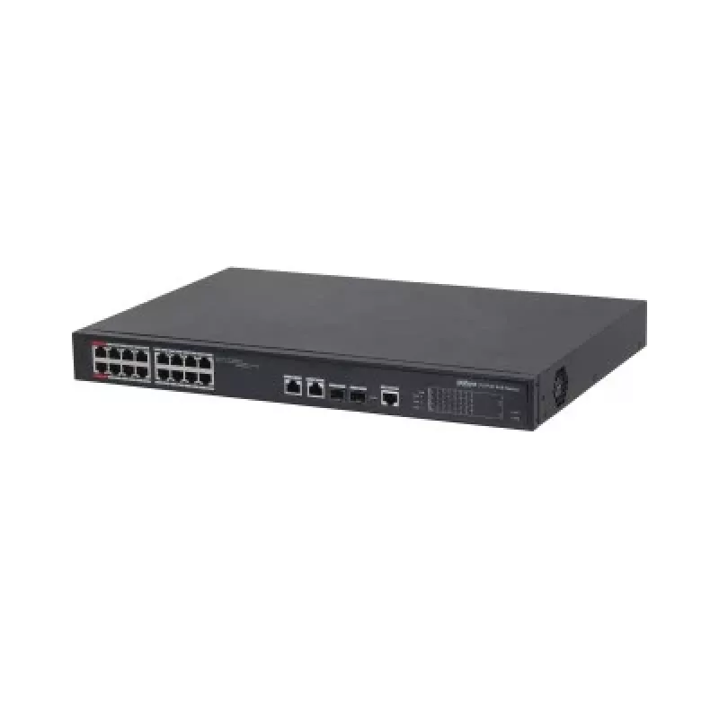Nepārvaldāms Gigabit Ethernet slēdzis DAHUA PFS4218-16ET-240, 16x RJ-45 PoE porti, 8,8 Gbit/s, MAC 4000