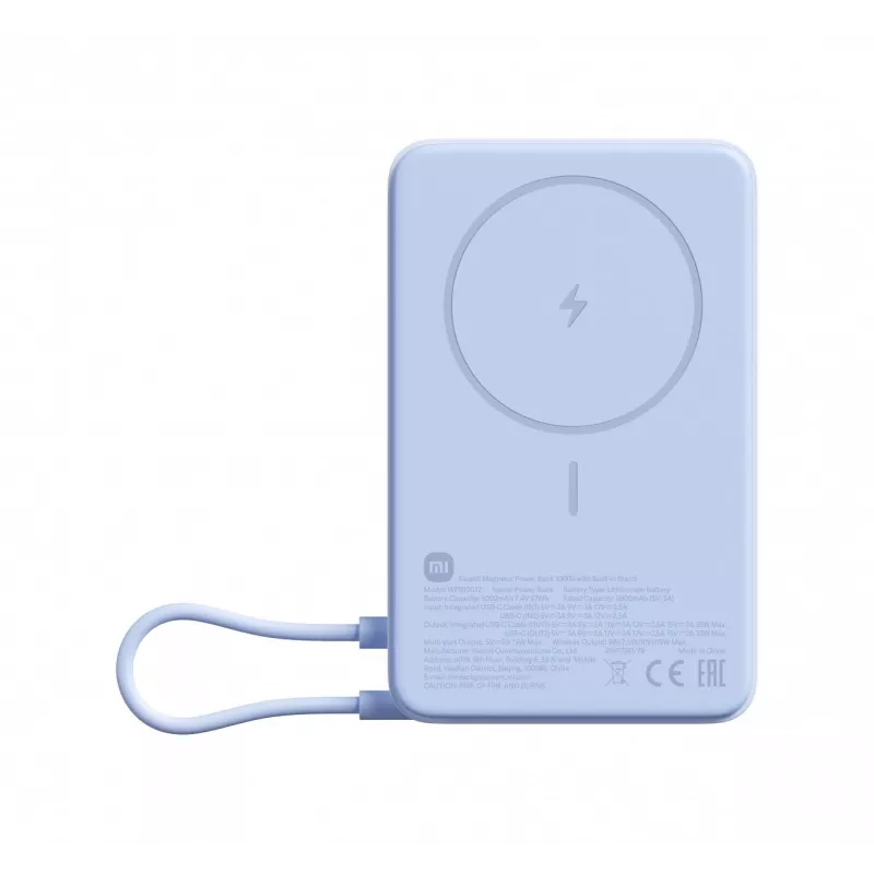 Power bank Xiaomi BHR08PCGL 5900 mAh Li-Ion ar bezvadu uzlādi, USB-C, Zils