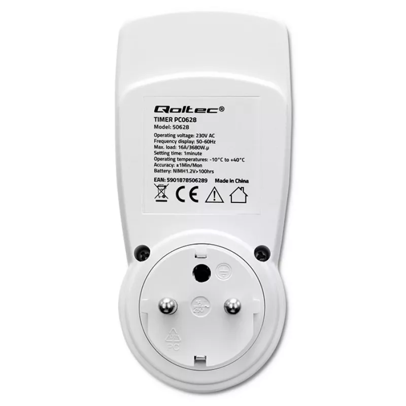 Elektroniskais taimeris QOLTEC PC0628 ar LCD displeju, 24 stundu atpakaļskaitīšana