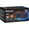 PC skaļruņi DEFENDER J3 2.0 6W LED USB, 2×3W RMS, 90–20000 Hz, 3.5 mm, melni