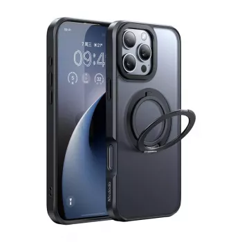 McDodo PC-4932 aizsargapvalks iPhone 16 Pro ar integrētu statīvu, melns