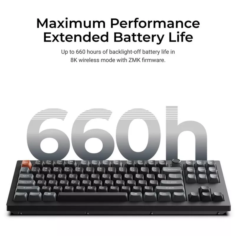 Mehāniskā tastatūra Keychron V3 Ultra 8K — QWERTY, Bluetooth un vadu, RGB, melna