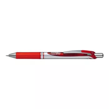 Uzspraužama izvelkama pildspalva Pentel Energel XM Klick sarkana