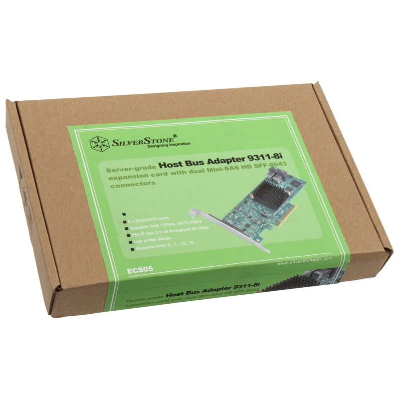 SilverStone SST-ECS05 RAID kontrolleris PCIe x8 8x SAS/SATA (9311-8i)