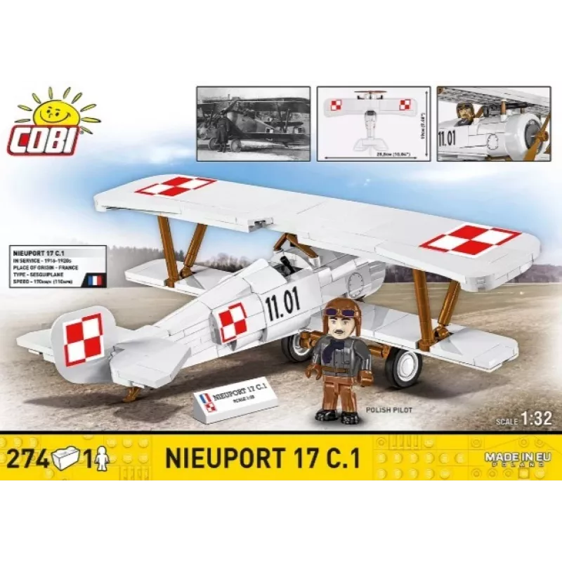 Cobi ķieģelīšu komplekts Nieuport 17 C.1 274 detaļas modeļa komplekts