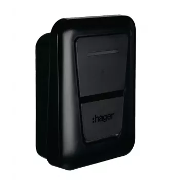 Pie sienas montējama EV uzlādes stacija Hager witty one 11 kW 3 fāžu ar 2. tipa ligzdu, RFID, Bluetooth, 4,5 m kabelis, IP55, IK10