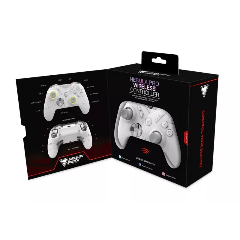 DragonShock Nebula Pro, spēļu kontrolieris, Nintendo Switch, D-Pad, Home poga, Start poga, Turbo poga, Multi, Bezvadu, Bluetooth
