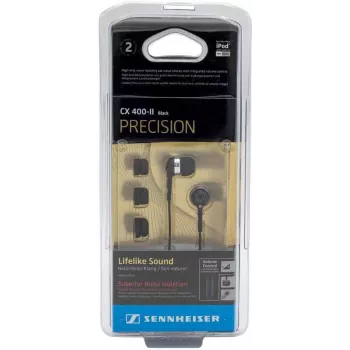 Ievietojamās austiņas Sennheiser CX 400-II melnas — vadu austiņas ar trokšņu izolāciju