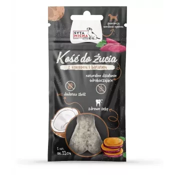 Suņu kociņš SYTA MICHA Kokosrieksts ar batāti 12 cm — košļājamais kārums pieaugušiem suņiem, 65 g, 12 cm