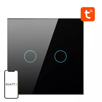 Viedais gaismas slēdzis Avatto ZTS02-EU-B2 ZigBee 2-virzienu melns, pie sienas stiprināms, ES modelis