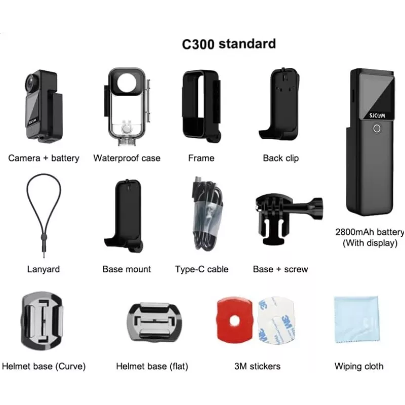 Action camera SJCam C300 4K 30fps, kompakts ūdensizturīgs dizains