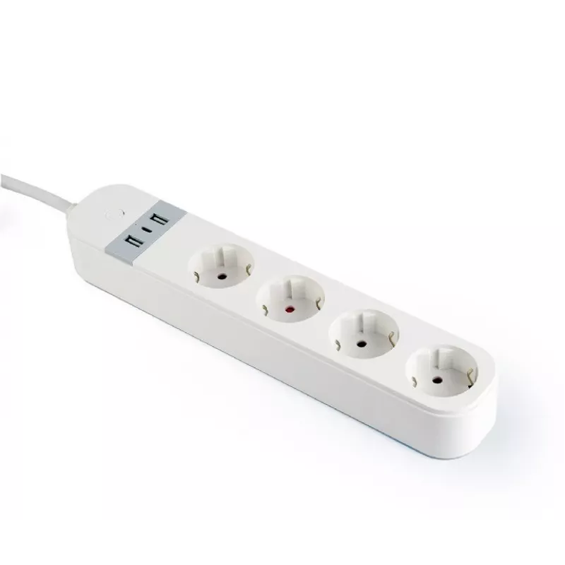 Viedā strāvas sadalītājs Gembird TSL-PS-S4U-01-W 4 maiņstrāvas kontaktligzdas 3880 W Balts