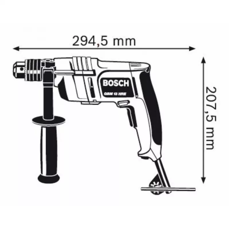 Tīkla urbjmašīna Bosch 0 601 049 603 — 550 apgr./min, 550 W ieeja, 285 W izeja, 4 cm kokā, 1,3 cm tēraudā, 2,1 kg
