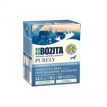 BOZITA Purely Paté Duoprotein liellopa un ziemeļbrieža gaļas - mitrā suņu barība - 370g