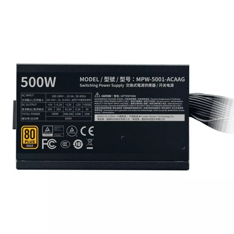 Cooler Master MPW-5001-ACAAG-NL GOLD bulk, ATX, 500W, 80 PLUS GOLD, 120mm, HDB, melns