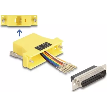 DeLOCK 67116 D-Sub 25 kontaktu spraudnis uz RJ45 ligzda montāžas komplekts, dzeltens