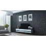TV skapis Cama Meble VIGO NEW 30/140/40 — 1400×400×300 mm, pelēka virsma, skaidu plātne, pelēks rāmis, baltas spīdīgas durvis