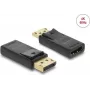 DELOCK aktīvais DisplayPort 1.2–HDMI adapteris 4K HDR, viengabala kabelis ar USB barošanu