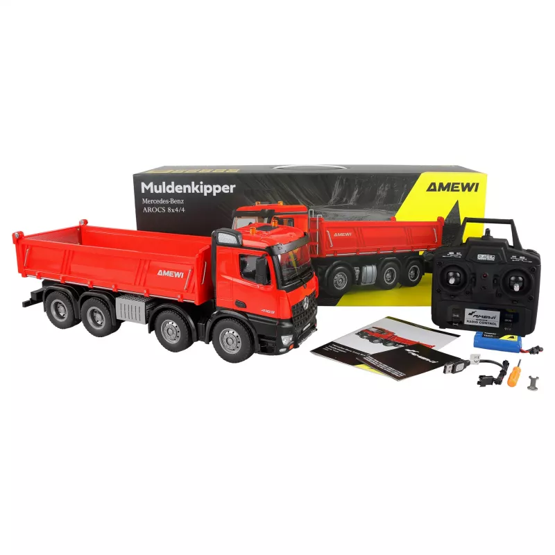 Amewi Mercedes-Benz Arocs pašizgāzējs 8x4/4 4WD 1 18 RTR ro (22693)