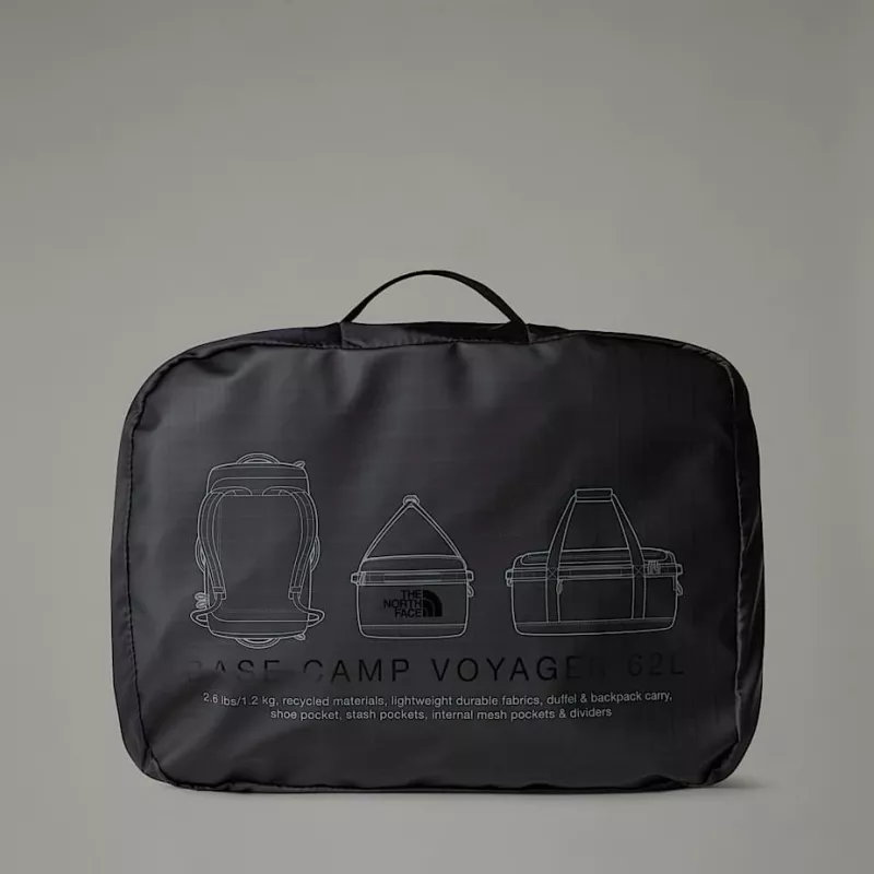 Ceļojumu soma The North Face Base Camp Voyager Duffel 62 - TNF Black/pelēks asfalts