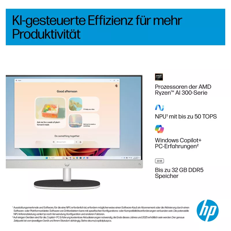 HP All-in-One PC (Complete Solution) 27-ct2073ng AMD Ryzen AI 7-350 512GBSSD 16GB balts (27-ct2073ng)